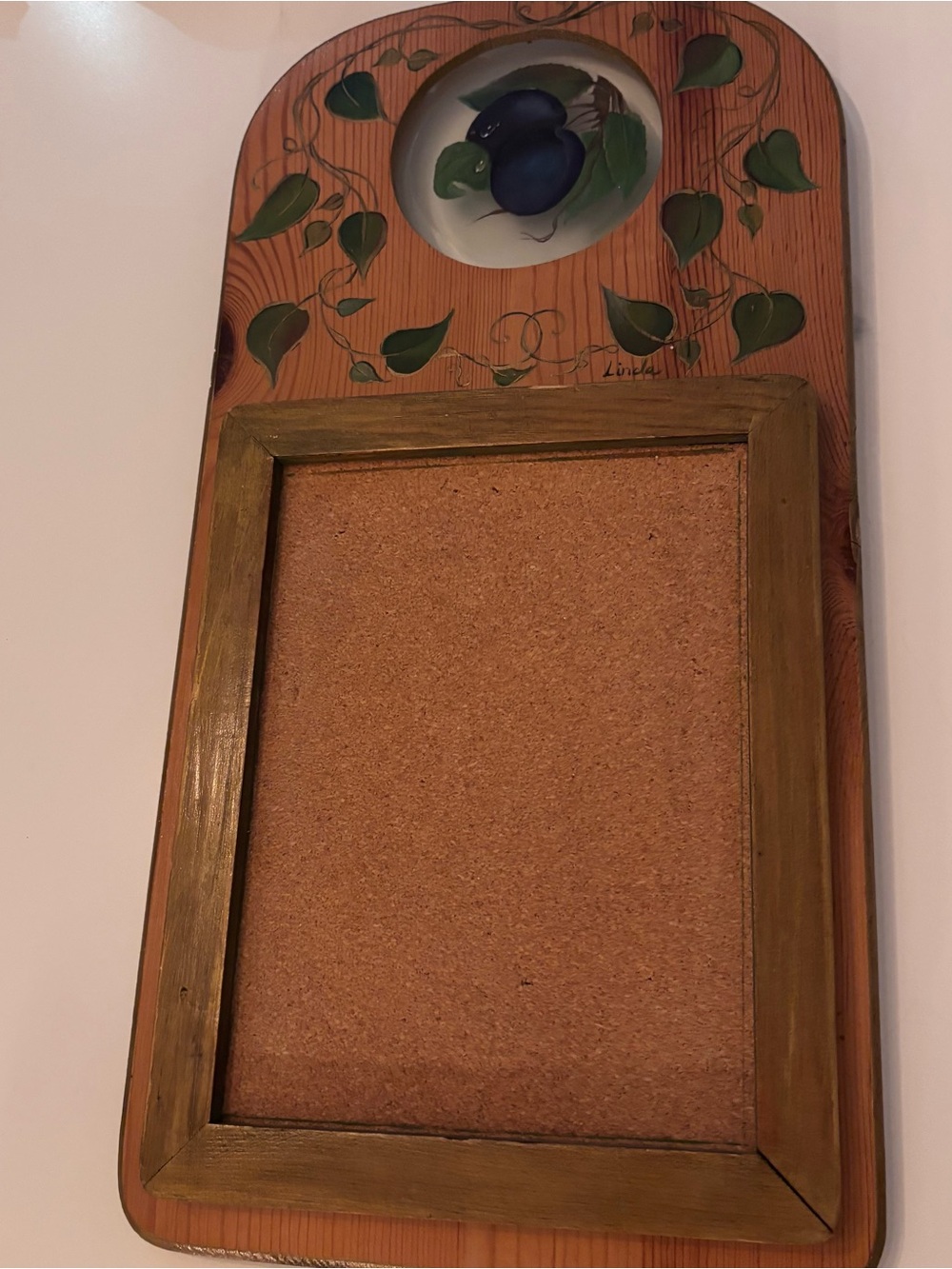 Hand-Painted Rustic Wood Memo Board Cottagecore Folk Art Decor